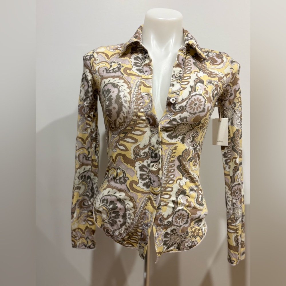 NWT-Wilfred Paisley Button-Down Shirt - Picture 8 of 8
